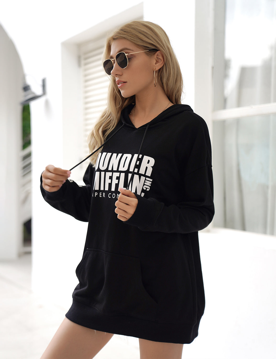 Blooming Jelly_Boy Friend Style Letter Print Oversized Hoodie_Letter Print_307039_02_Women Streetwear Fashion_Tops_Hoodie