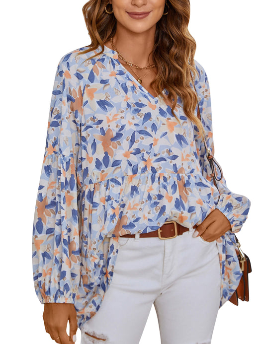 Dressy Floral Print Loose Tunic Blouse