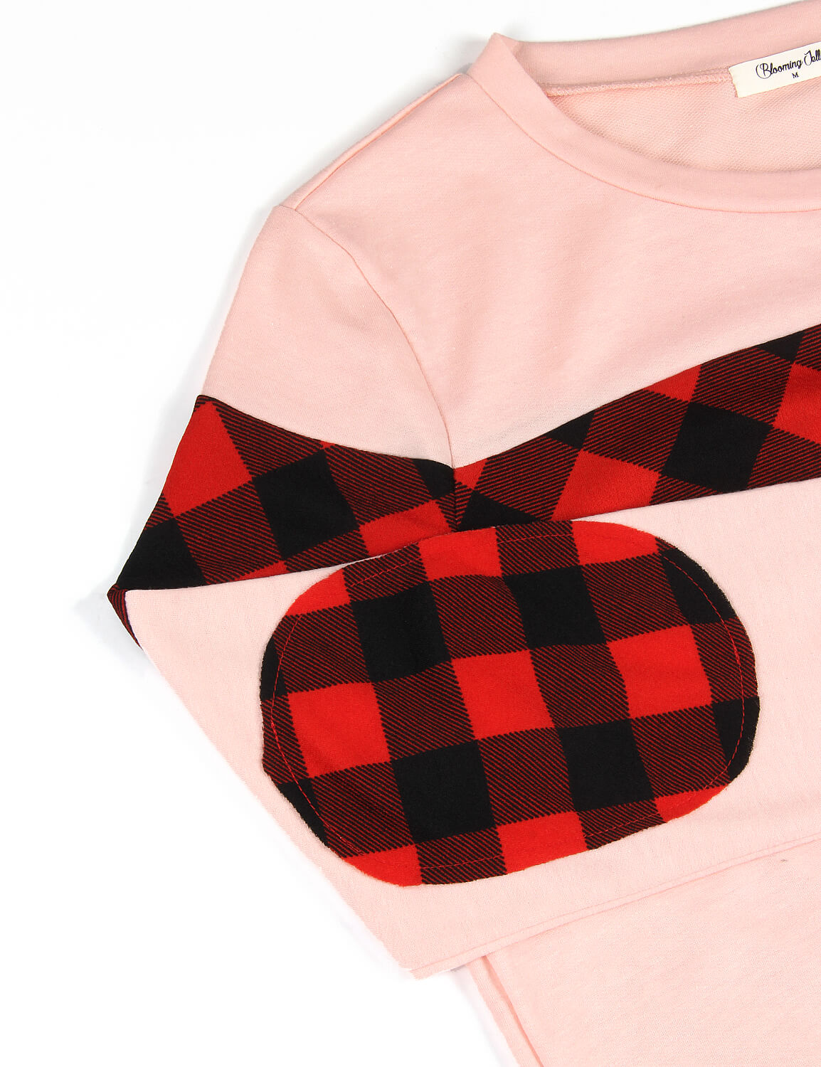 Checked Plaid Elbow Patched Sweatshirt