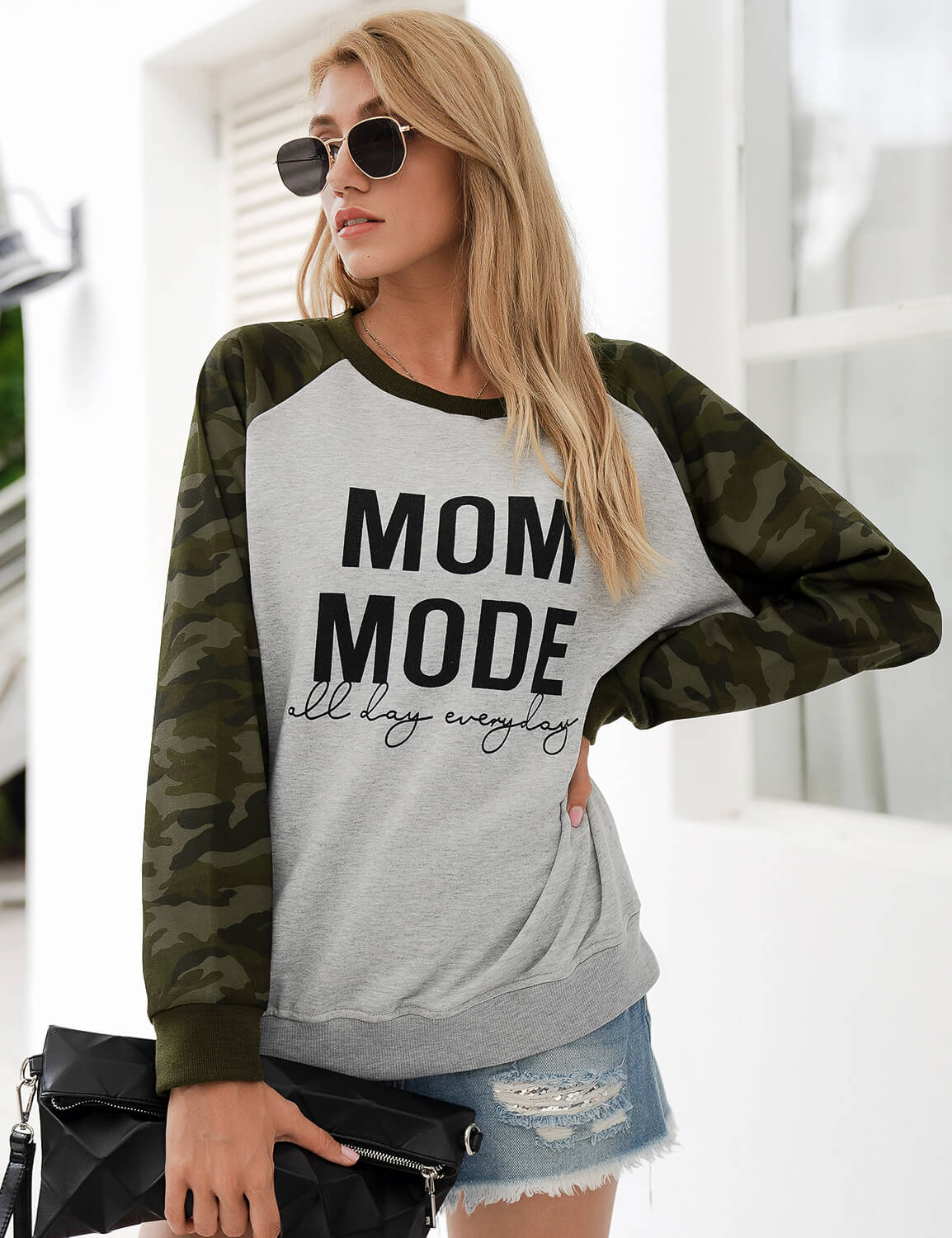 Blooming Jelly_Mom Mode Camo Patchwork Sweatshirt_Letter Print_303087_07_Mom Style Casual Outfits_Tops_Sweatshirt