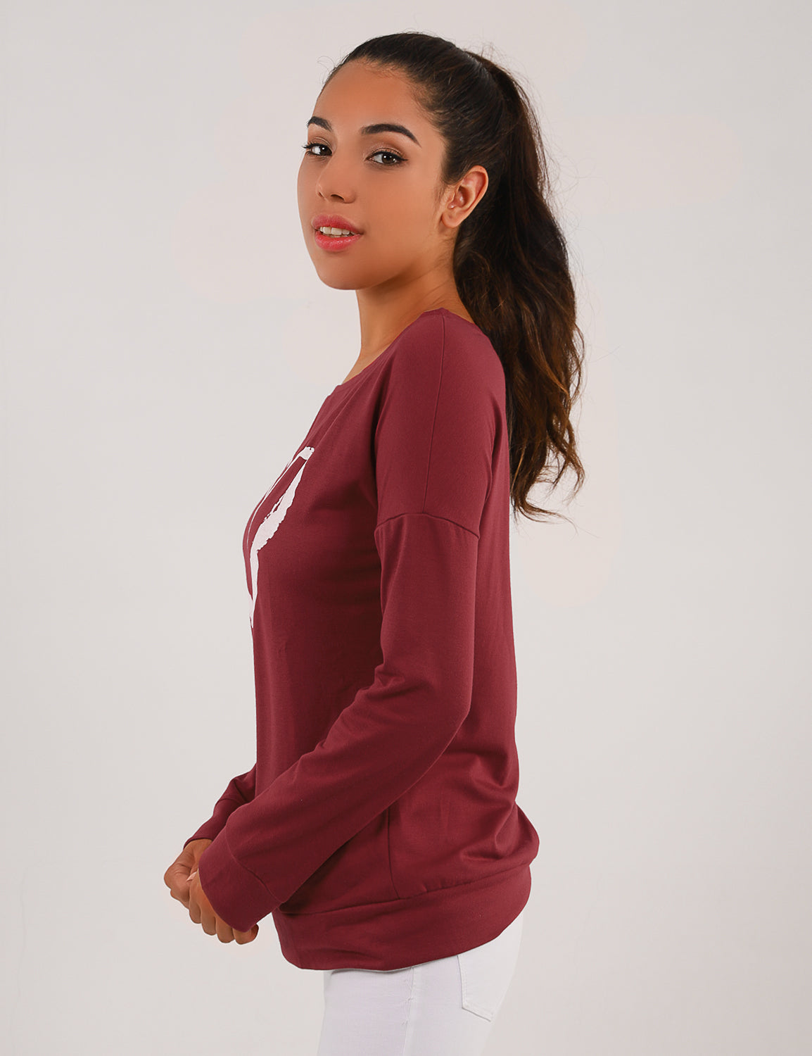 Heart Print Drop Shoulder Sweatshirt - Blooming Jelly