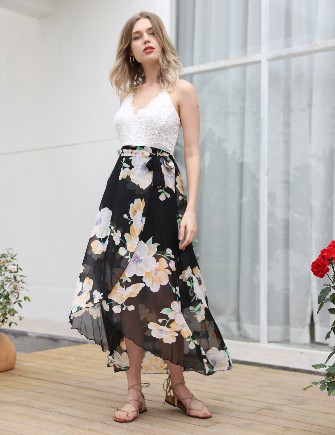 Stunning Asymmetrical Floral Maxi Dress - Blooming Jelly
