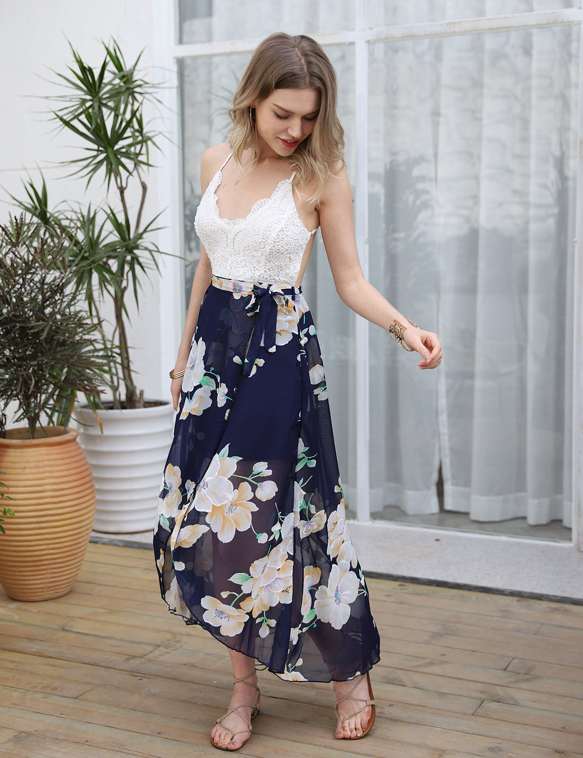 Stunning Asymmetrical Floral Maxi Dress - Blooming Jelly