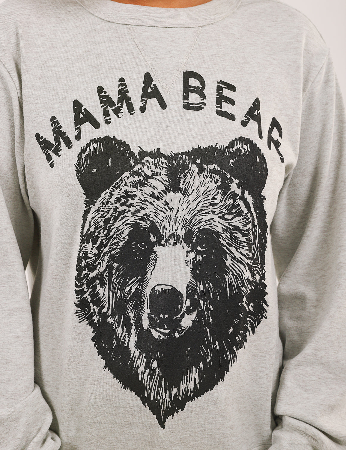 Women Drop Shoulder Embroidery Bears Front Oversized Sweatshirt