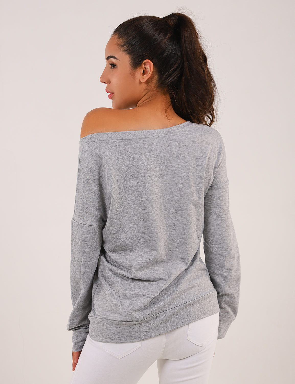 Heart Print Drop Shoulder Sweatshirt - Blooming Jelly