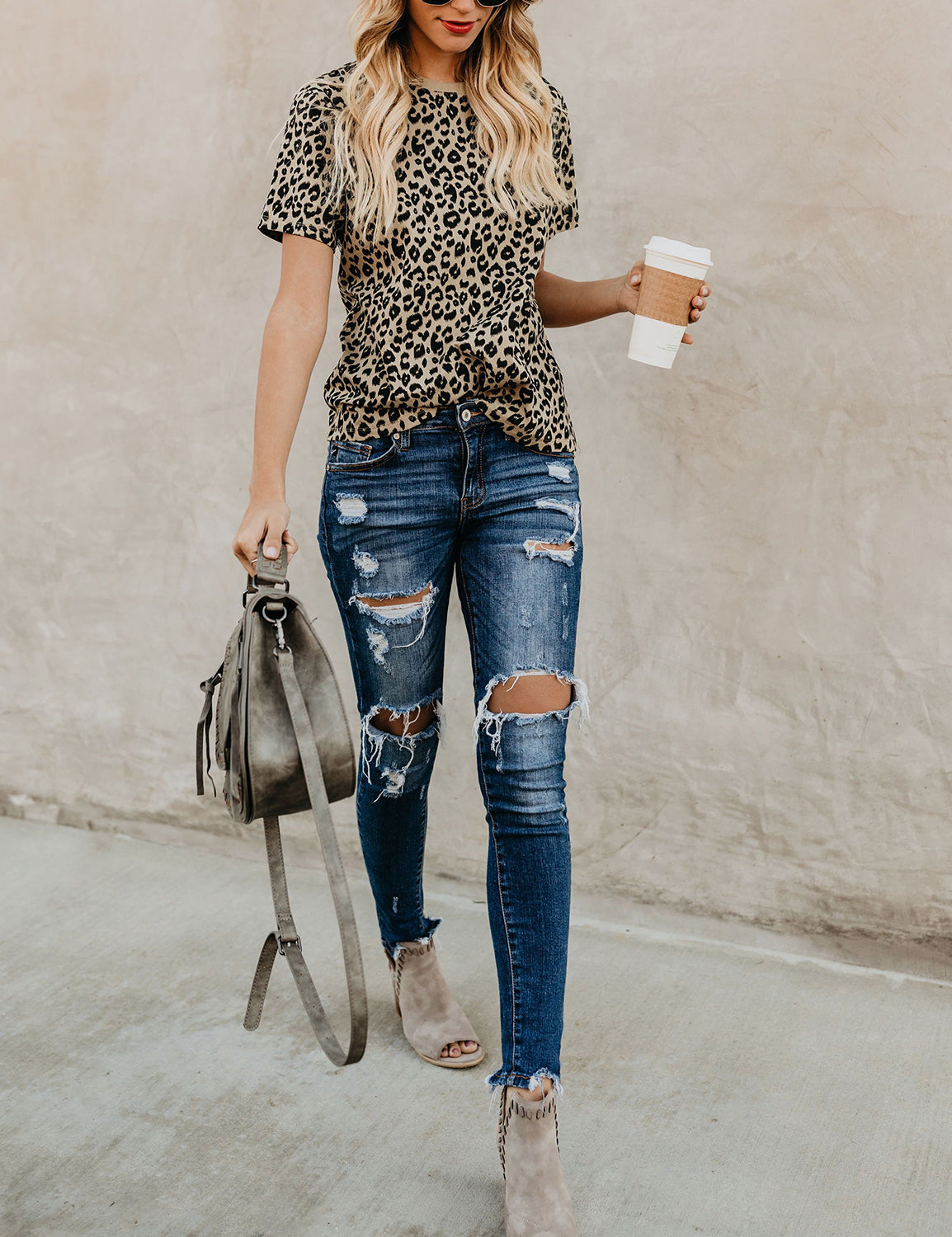 Casual Leopard Print Loose T-shirt - Blooming Jelly