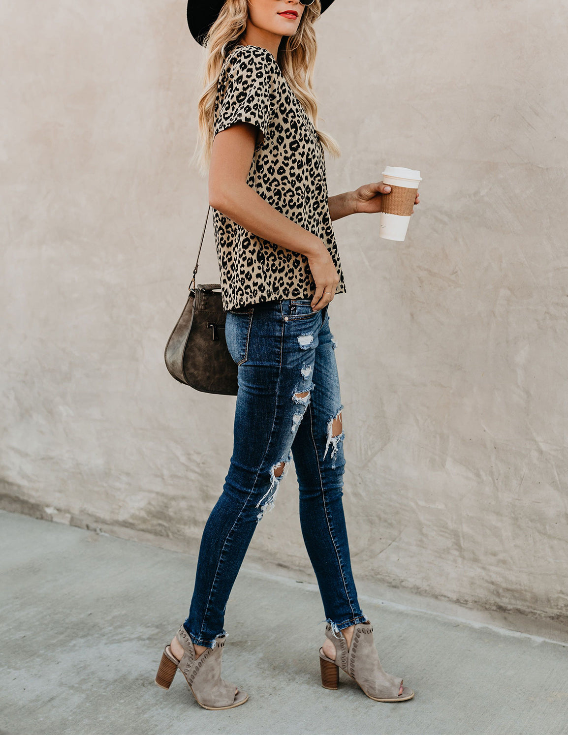 Casual Leopard Print Loose T-shirt - Blooming Jelly