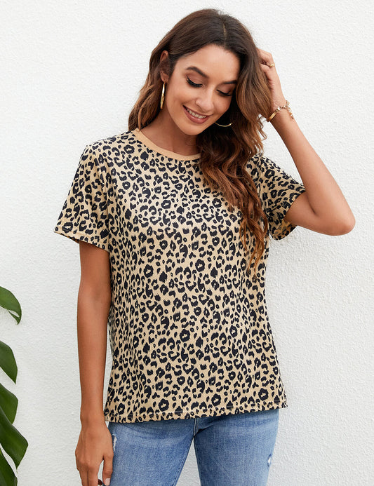 Casual Leopard Print Loose T-Shirt