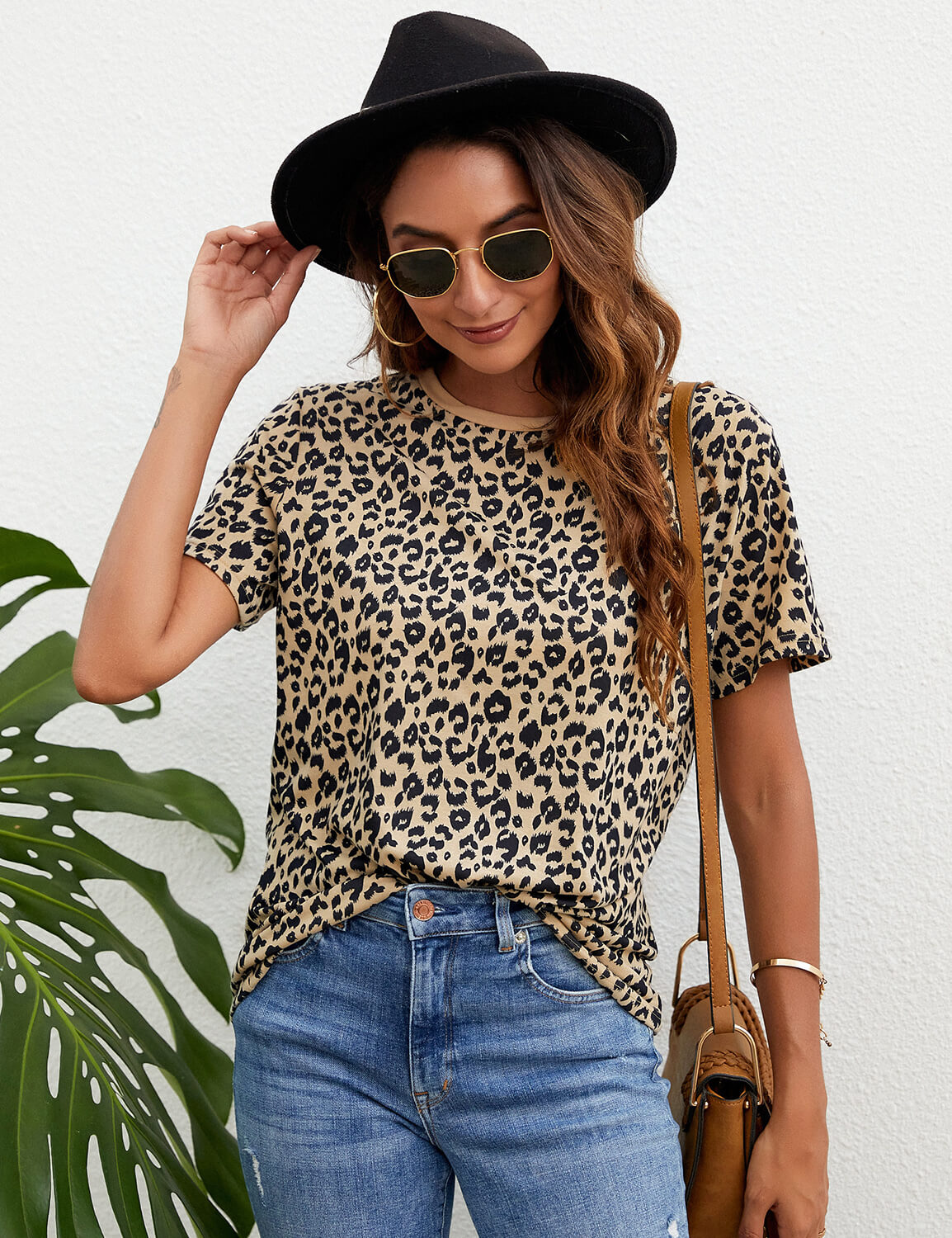 Casual Leopard Print Loose T Shirt