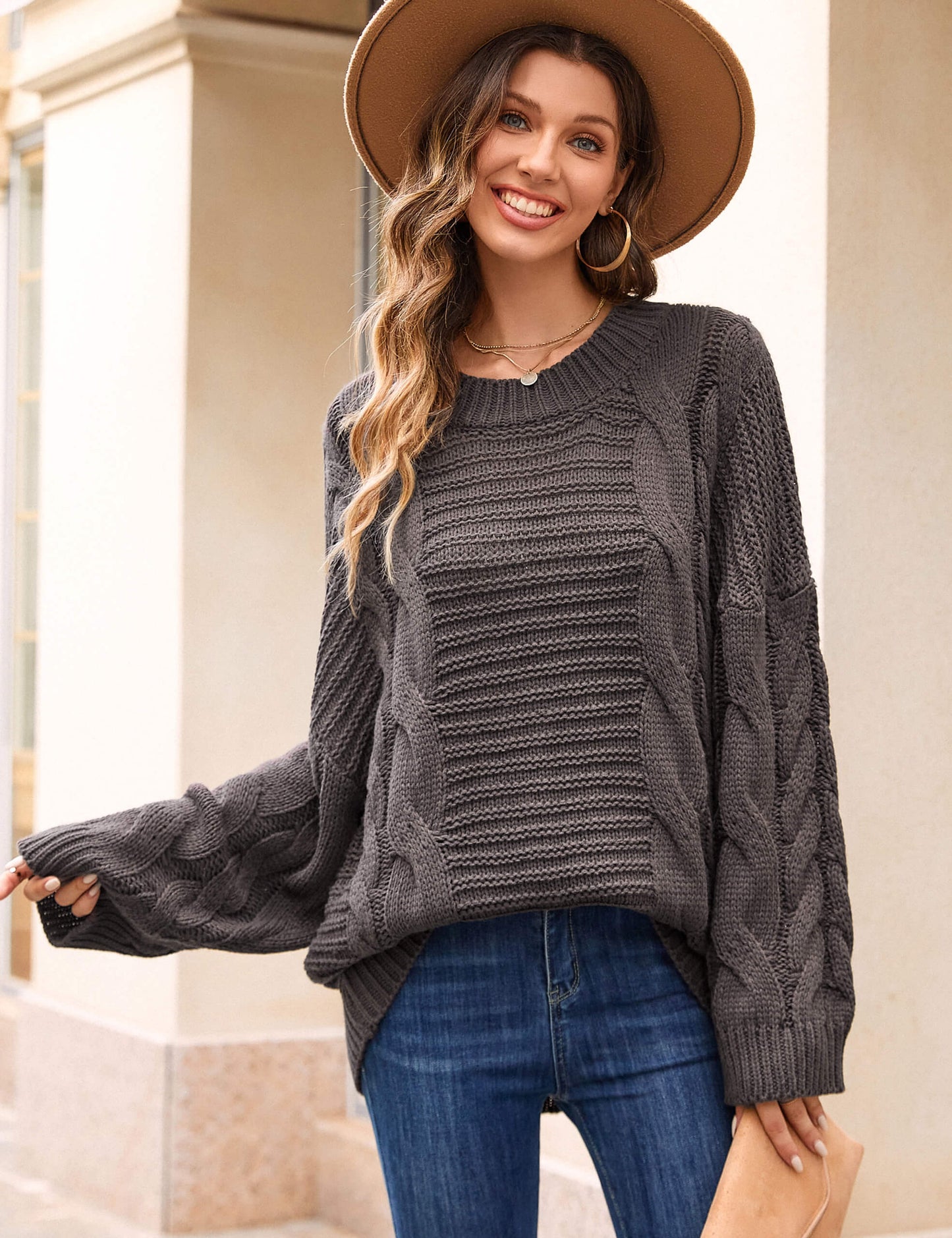 Oversized Cable Knitted Pullover Sweater