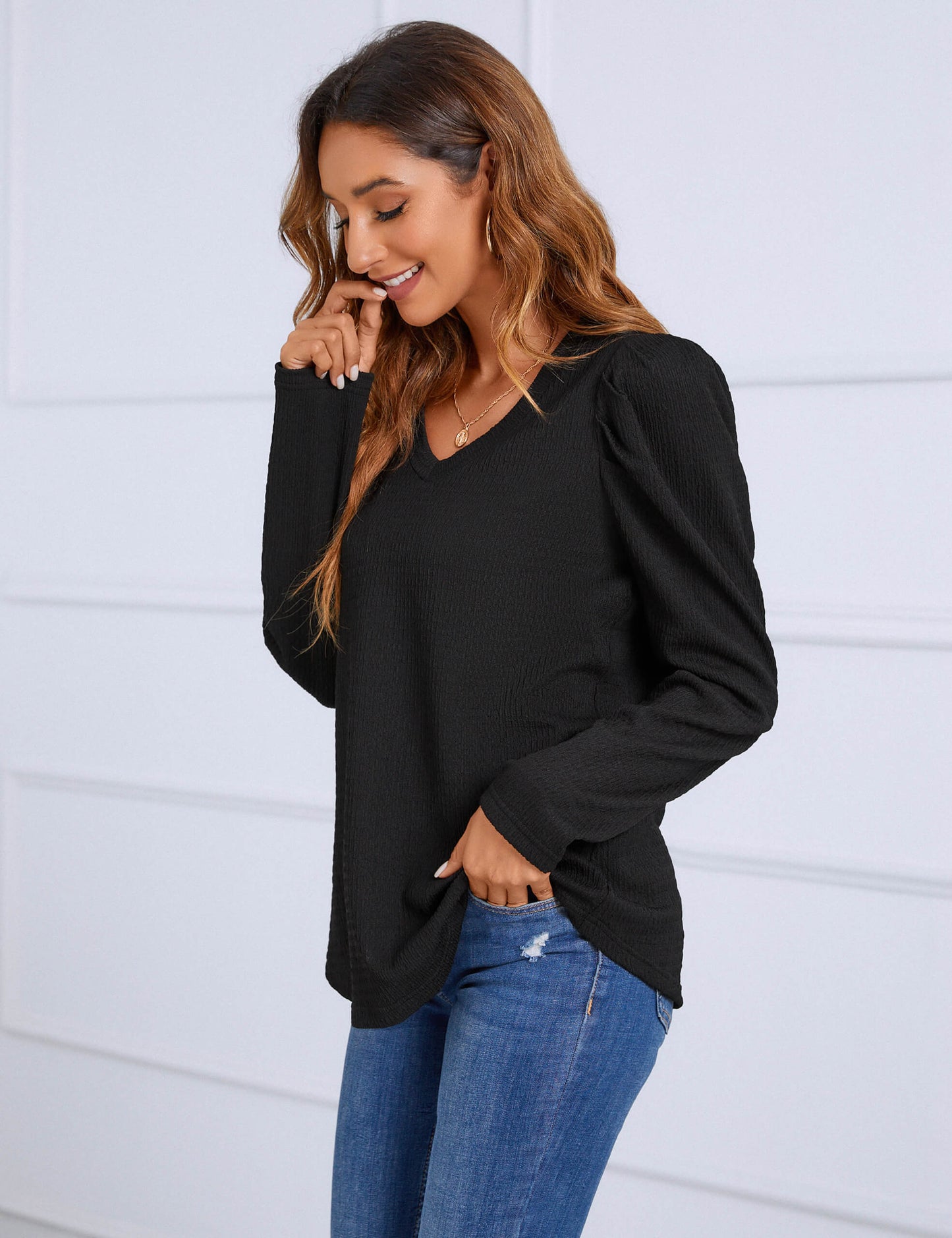 Elegant Puff Sleeve Business Casual Work Blouse