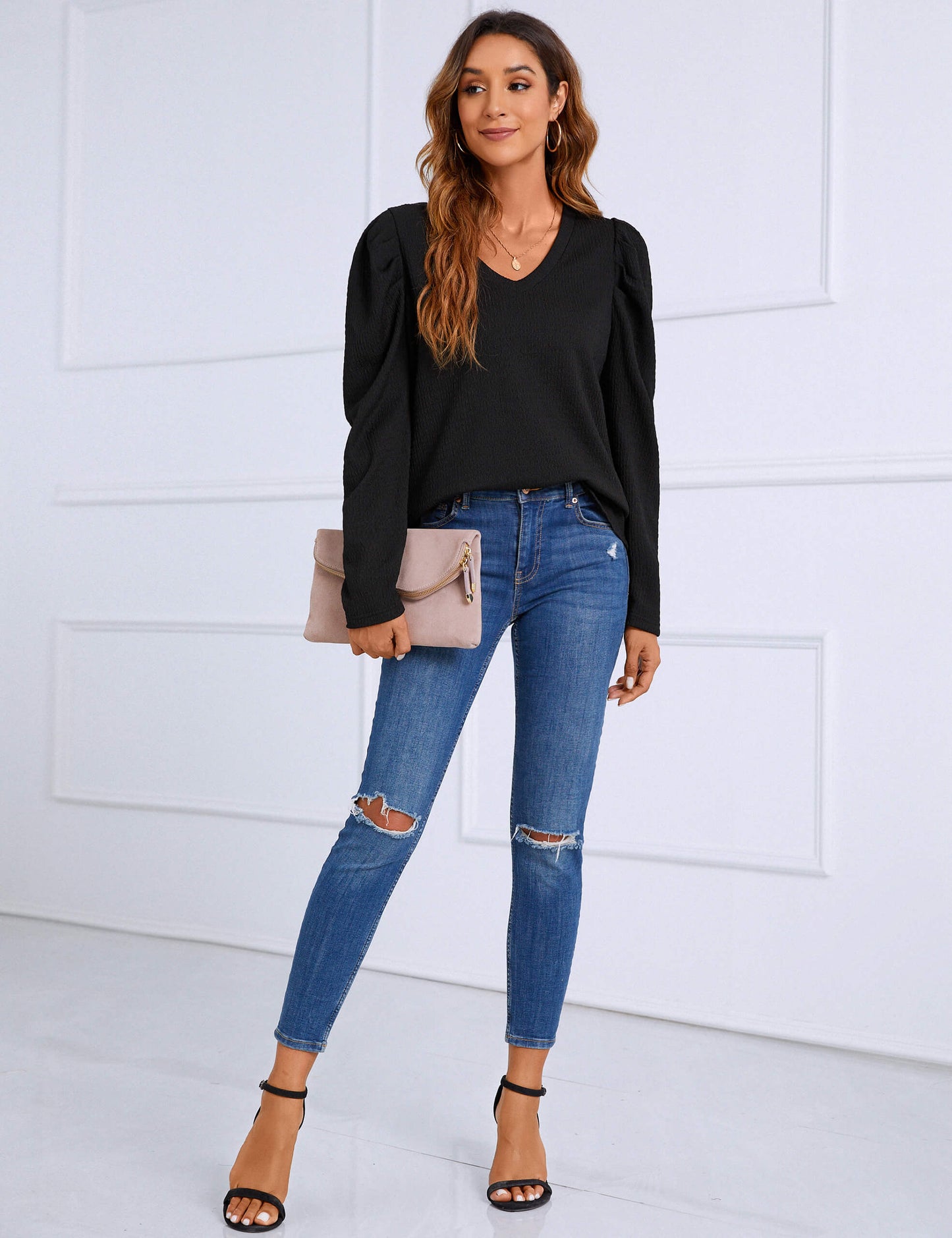 Elegant Puff Sleeve Business Casual Work Blouse